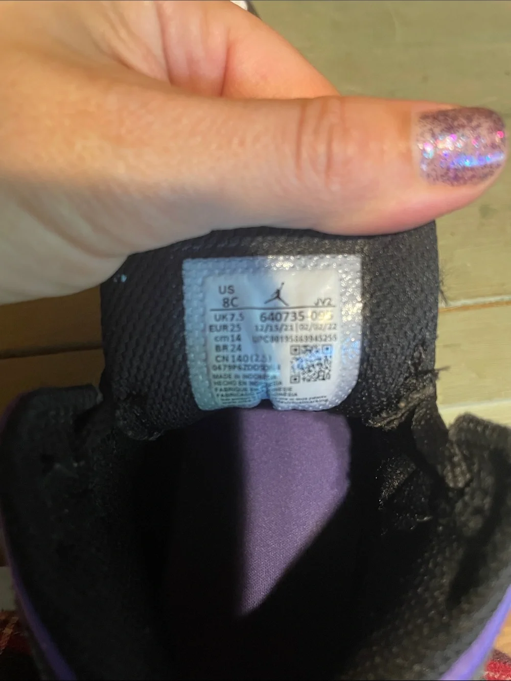 Nike Kids Black White Purple High-Top Sneakers (Toddler)